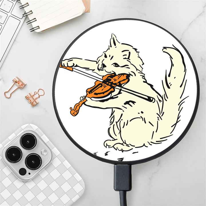 Cat Playing The Violin Art Wireless Fast Charger(Black)