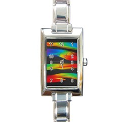 Colorful Background Rectangle Italian Charm Watch by Semog4