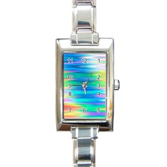 Wave Rainbow Bright Texture Rectangle Italian Charm Watch by Semog4