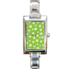 Daisy-flowers-floral-wallpaper Rectangle Italian Charm Watch by Semog4