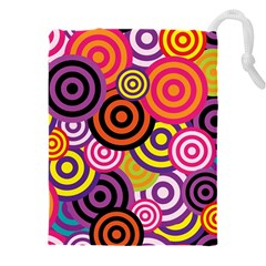 Abstract-circles-background-retro Drawstring Pouch (5xl) by Semog4