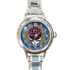 Grateful Dead Skull Rose Round Italian Charm Watch by Semog4