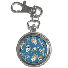 Seamless Pattern Funny Astronaut Outer Space Transportation Key Chain Watches by Semog4