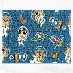 Seamless Pattern Funny Astronaut Outer Space Transportation Rectangular Jigsaw Puzzl Front