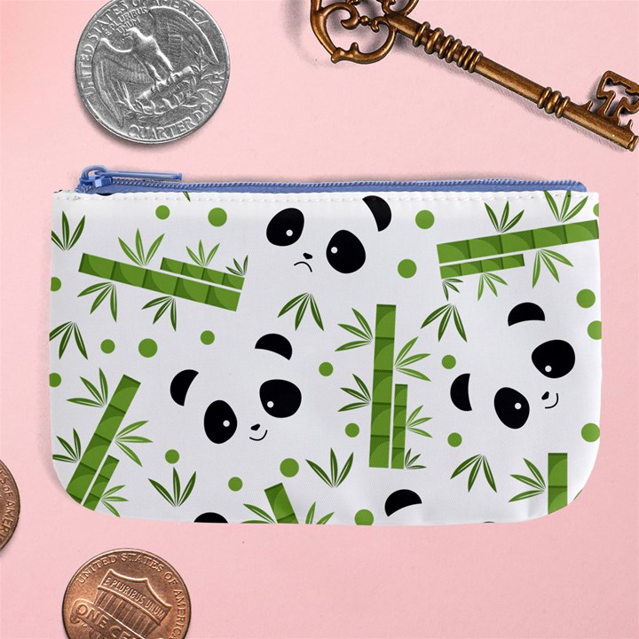 Giant Panda Bear Green Bamboo Large Coin Purse