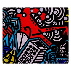 Multicolored Doodle Art Street Art Premium Plush Fleece Blanket (small) by Salman4z