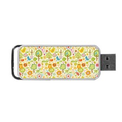 Nature Doodle Art Trees Birds Owl Children Pattern Multi Colored Portable Usb Flash (two Sides) by Salman4z