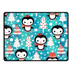 Blue Penguin Pattern Christmas Fleece Blanket (small) by Salman4z