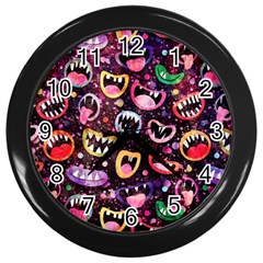 Funny Monster Mouths Wall Clock (black) by Salman4z