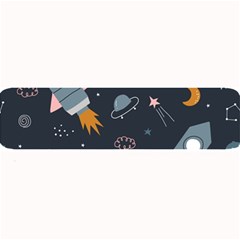 Space Background Illustration With Stars And Rocket Seamless Vector Pattern Large Bar Mat by Salman4z