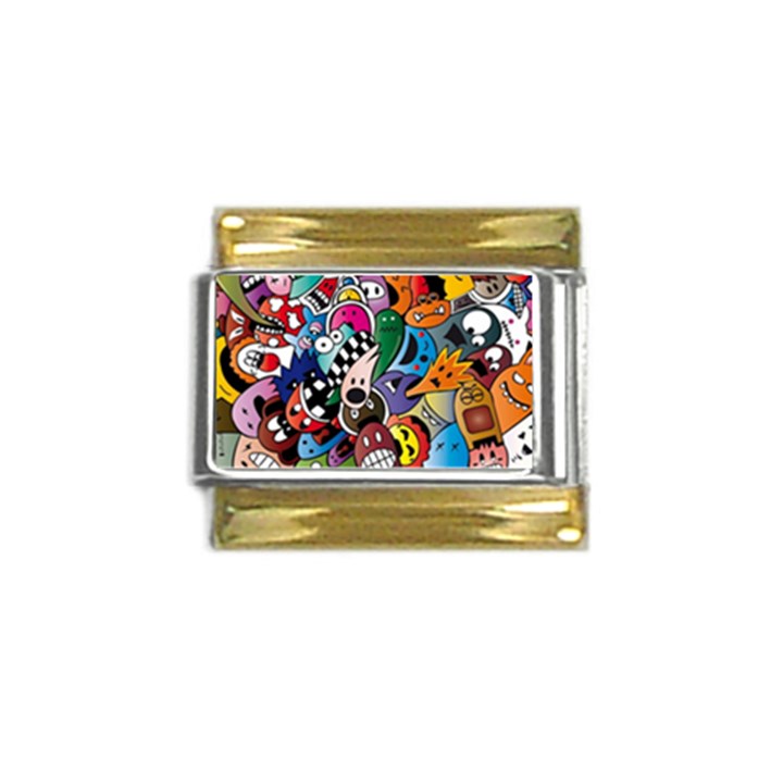 Cartoon Explosion Cartoon Characters Funny Gold Trim Italian Charm (9mm)