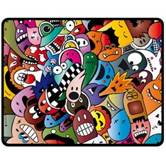 Cartoon Explosion Cartoon Characters Funny Two Sides Fleece Blanket (medium) by Salman4z