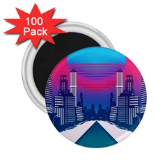 Retro Cityscape Artist Artwork Digital Art 2 25  Magnets (100 Pack)  by Salman4z