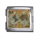 Vintage World Map Mega Link Italian Charm (18mm) Front