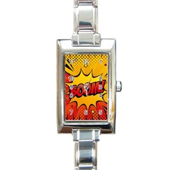 Explosion Boom Pop Art Style Rectangle Italian Charm Watch by Sudheng