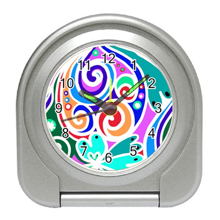 Crazy Pop Art - Doodle Circles   Travel Alarm Clock