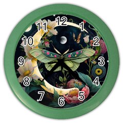 Flower Mot Moon Star Planet Color Wall Clock by Simbadda