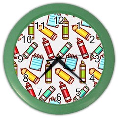 Seamless Pixel Art Pattern Color Wall Clock by Amaryn4rt