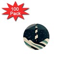 Lighthouse Abstract Ocean Sea Waves Water Blue 1  Mini Magnets (100 pack)  Front