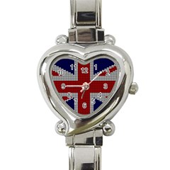 Union Jack Flag British Flag Heart Italian Charm Watch by Celenk