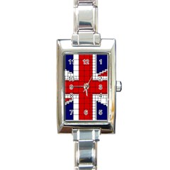 Union Jack Flag Uk Patriotic Rectangle Italian Charm Watch by Celenk