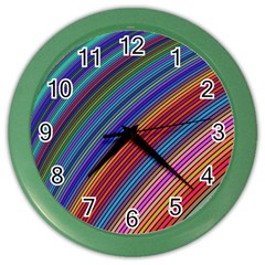 Multicolored Stripe Curve Striped Background Color Wall Clock by Uceng