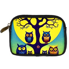 Owl Animal Cartoon Drawing Tree Nature Landscape Digital Camera Leather Case by Uceng