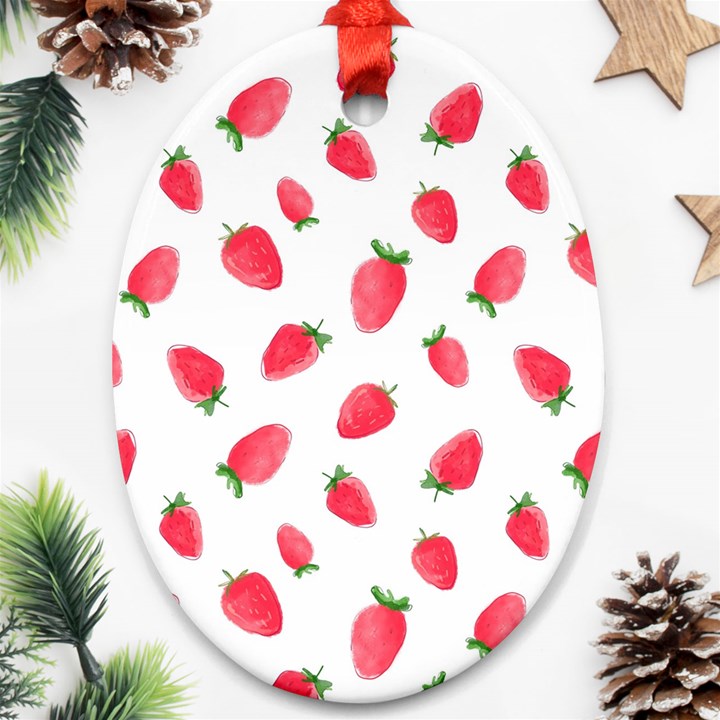 Strawberry Oval Ornament (Two Sides)