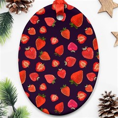 Strawberry On Black Ornament (oval) by SychEva