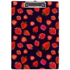 Strawberry On Black A4 Acrylic Clipboard by SychEva