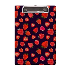 Strawberry On Black A5 Acrylic Clipboard by SychEva