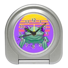 Frog Animal Sun Amphibian Figure Digital Art Travel Alarm Clock by Wegoenart