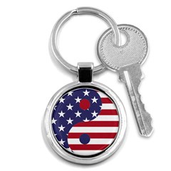 Yang Yin America Flag Abstract Art Asian Balance Key Chain (round) by Wegoenart