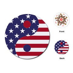 Yang Yin America Flag Abstract Art Asian Balance Playing Cards Single Design (round) by Wegoenart