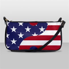 Yang Yin America Flag Abstract Art Asian Balance Shoulder Clutch Bag by Wegoenart