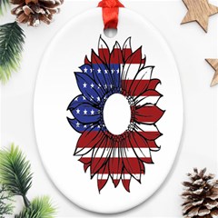 Us Flag Flower Sunshine Flag America Usa Ornament (oval) by Wegoenart