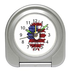 Us Flag Flower Sunshine Flag America Usa Travel Alarm Clock by Wegoenart