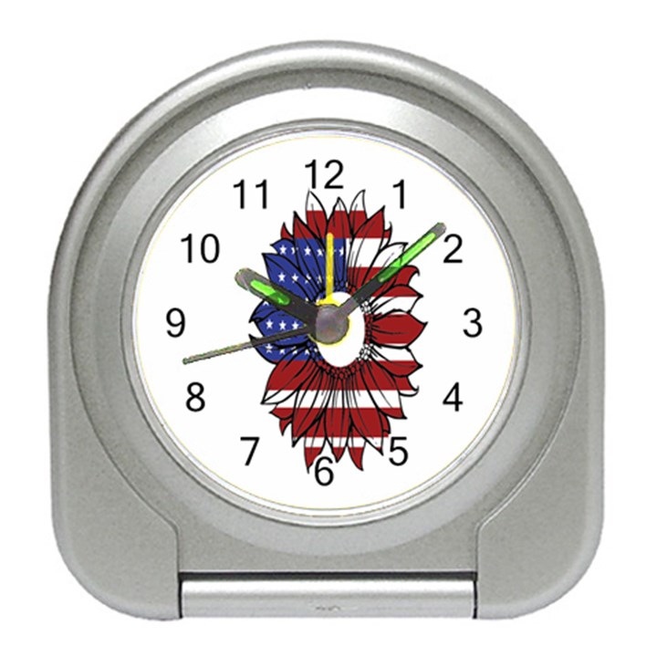 Us Flag Flower Sunshine Flag America Usa Travel Alarm Clock