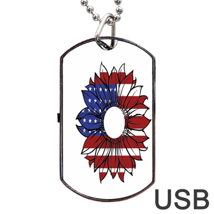 Us Flag Flower Sunshine Flag America Usa Dog Tag USB Flash (Two Sides)