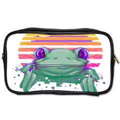 Frog Animal Sun Amphibian Figure Digital Art Toiletries Bag (two Sides) by Wegoenart