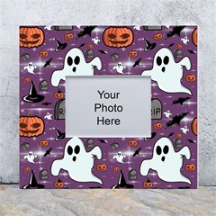 Pumpkin Ghost Witch Hat Halloween Sketch Holiday White Wall Photo Frame 5  X 7  by Ravend