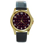 Hot Peppers Round Gold Metal Watch Front