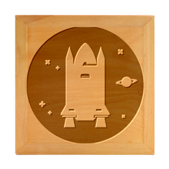 Rocket Space Universe Spaceship Wood Photo Frame Cube by Salman4z