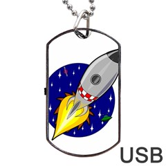 Rocket Ship Launch Vehicle Moon Dog Tag Usb Flash (one Side) by Salman4z