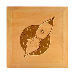 Rocket Ship Launch Vehicle Moon Wood Photo Frame Cube by Salman4z