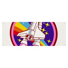 Badge Patch Pink Rainbow Rocket Banner And Sign 8  X 3  by Salman4z