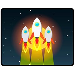 Rocket Take Off Missiles Cosmos Two Sides Fleece Blanket (medium) by Salman4z