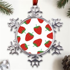 Seamless Pattern Fresh Strawberry Metal Large Snowflake Ornament by Salman4z