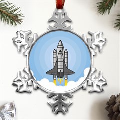 Rocket Shuttle Spaceship Science Metal Small Snowflake Ornament by Salman4z