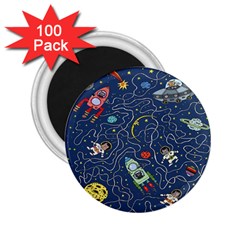 Cat Cosmos Cosmonaut Rocket 2 25  Magnets (100 Pack)  by Salman4z